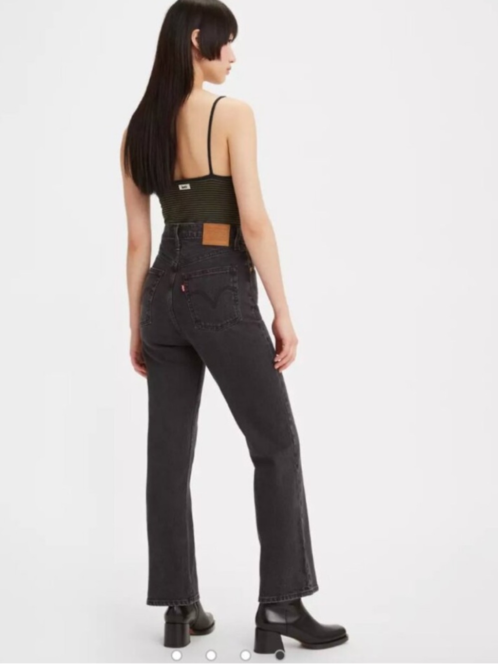 Levi’s Premium Ribcage Boot Cut Button Fly Black Jeans, Size 24